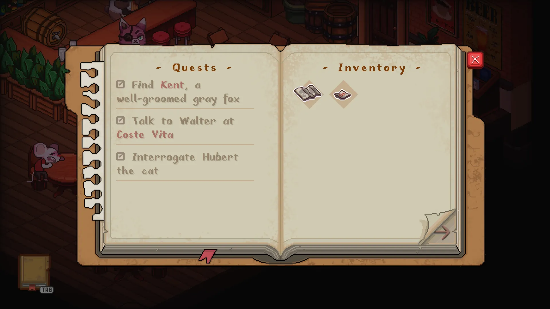 Notebook with items